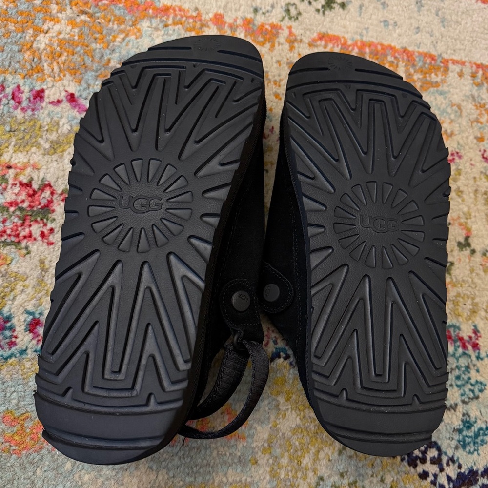UGG Goldenstar Clog Platform Black Suede Shoes - Picture 4 of 4